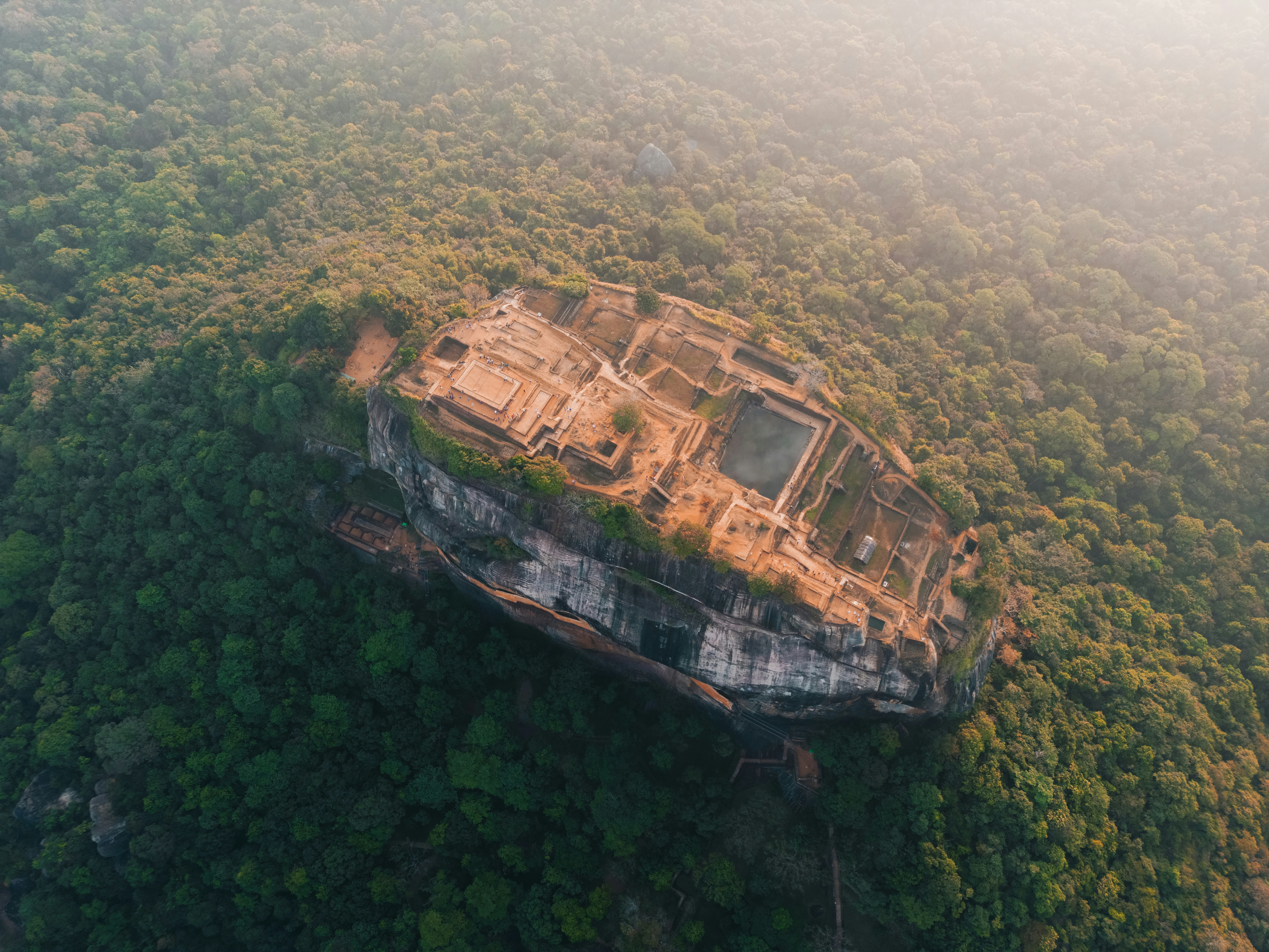 Sigiriya Rock Fortress ancient ruins with Lion's Paws entrance in Sri Lanka